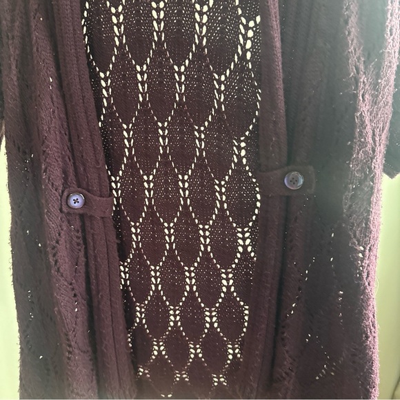 Croft & Barrow Sweater, Women's Size Medium Purple, Open Cardigan - Picture 3 of 4